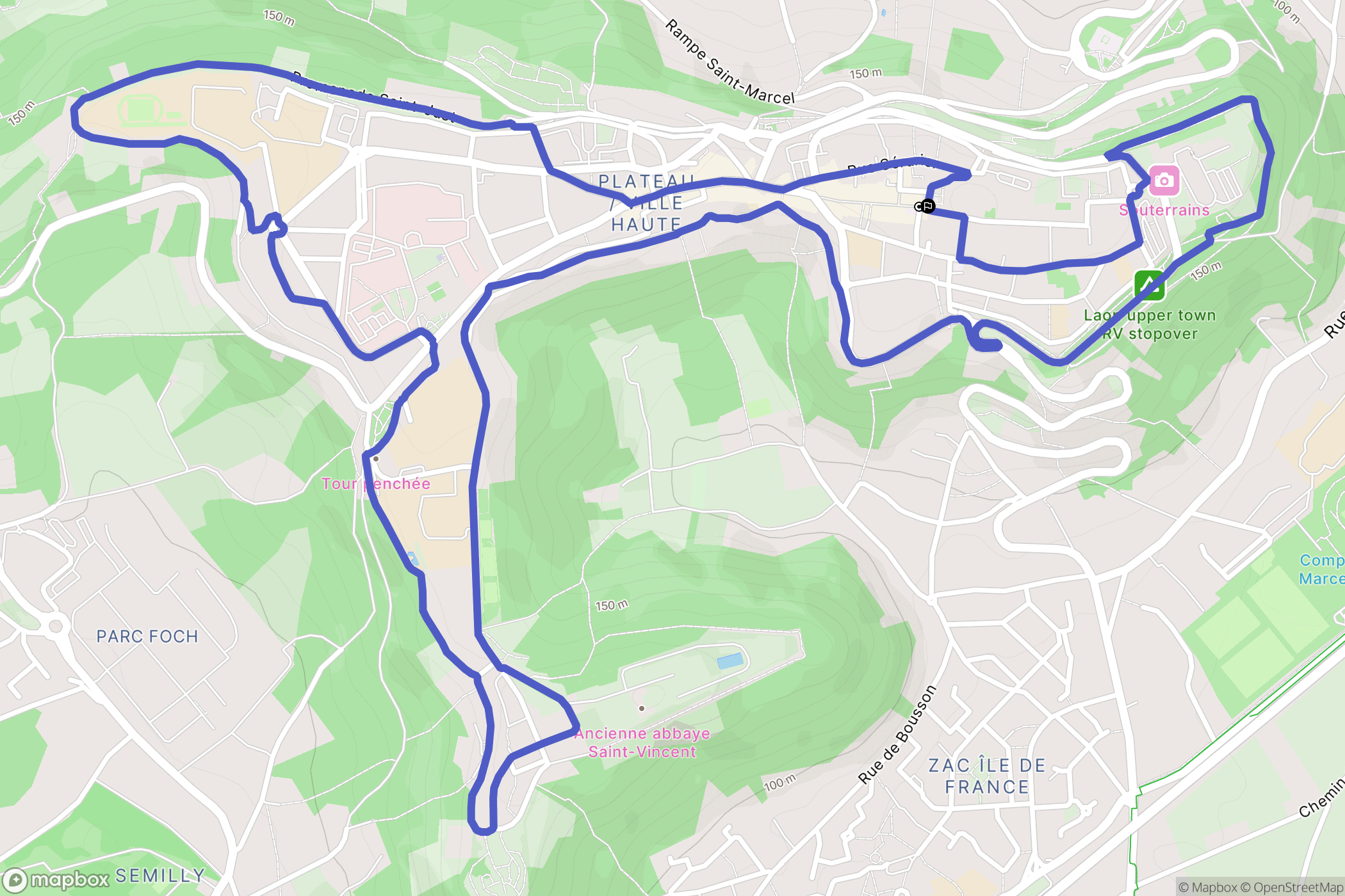 Laon : carte du parcours de randonnée - France