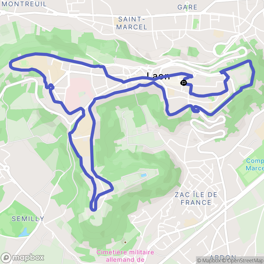 Laon : carte du parcours de randonnée - France