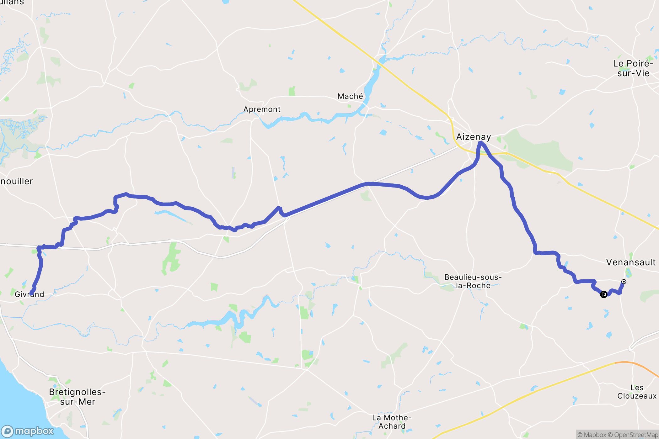 Venansault : carte du parcours de randonnée - France