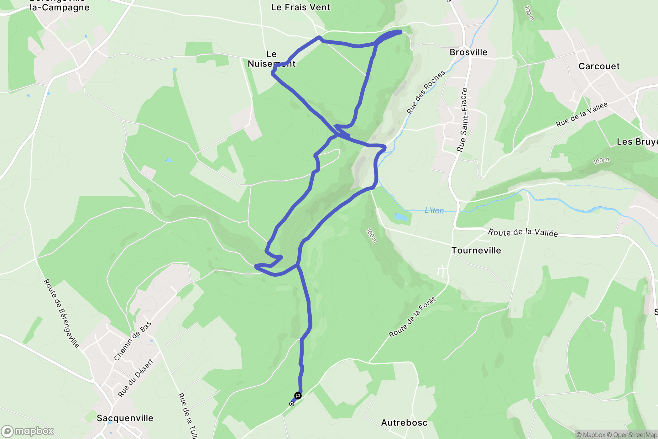 Sacquenville : carte du parcours de randonnée - France