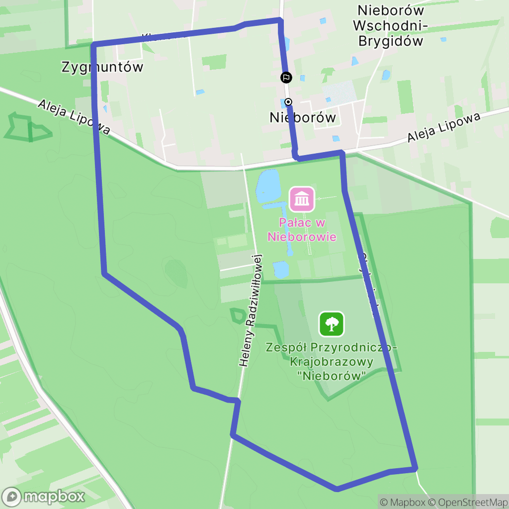 Nieborów: mapa trasy - Poland