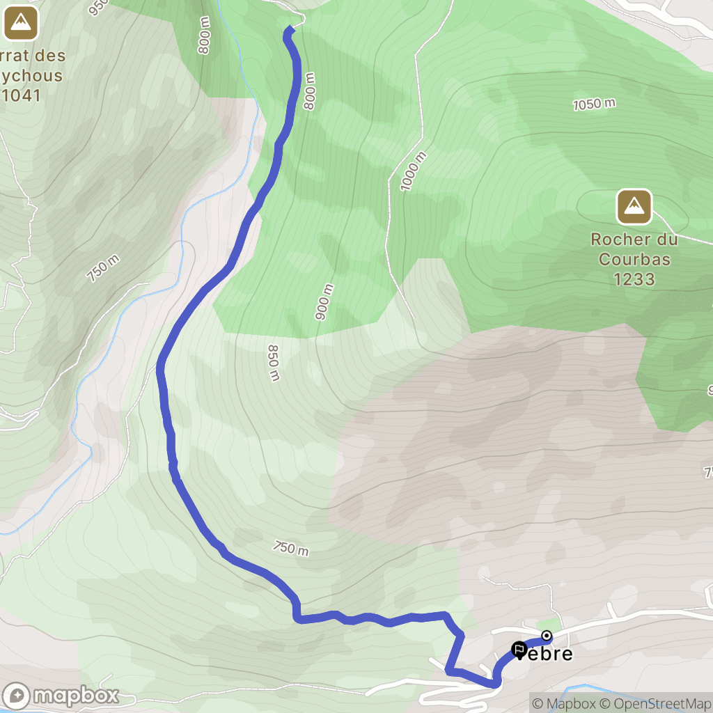 Vèbre : carte du parcours de randonnée - France
