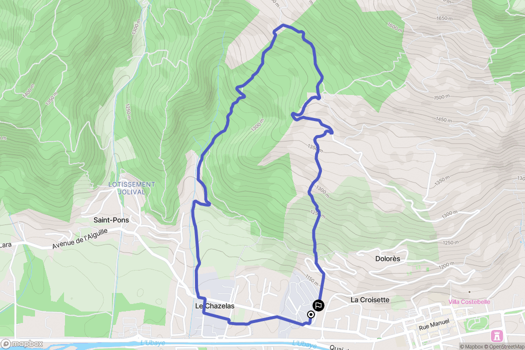 Barcelonnette : carte du parcours de randonnée - France