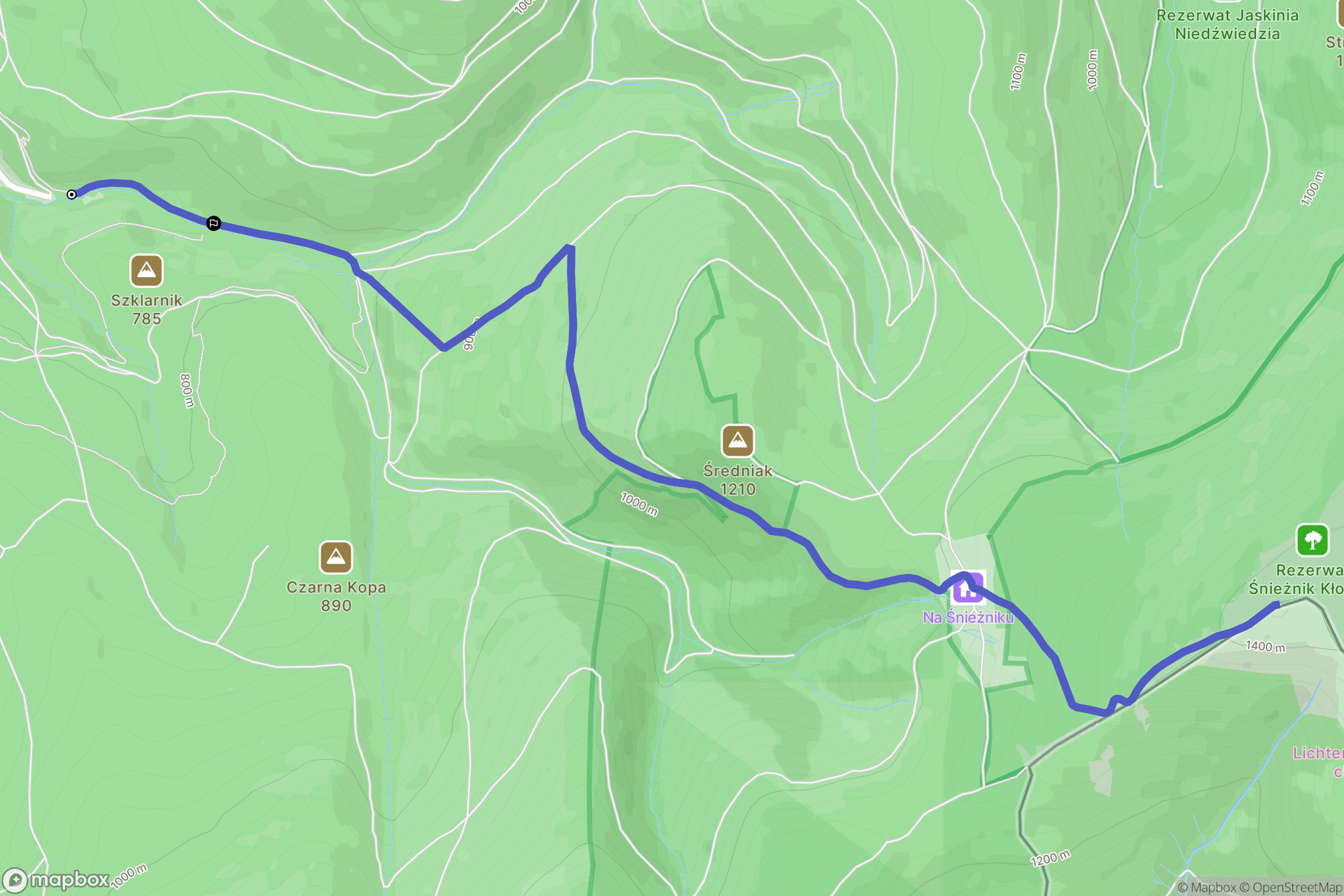 Międzygórze: mapa trasy - Poland