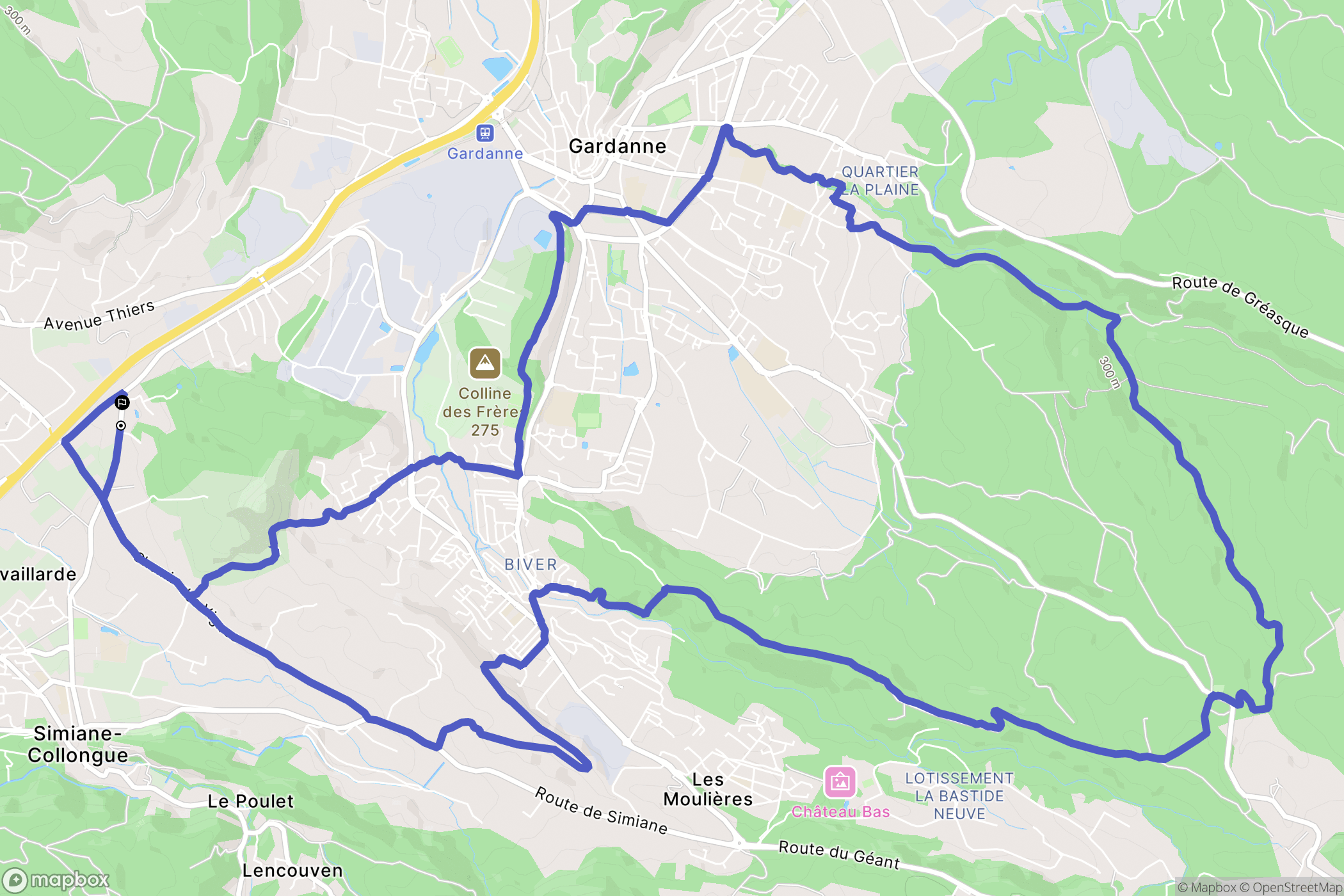 Simiane-Collongue : carte du parcours de randonnée - France