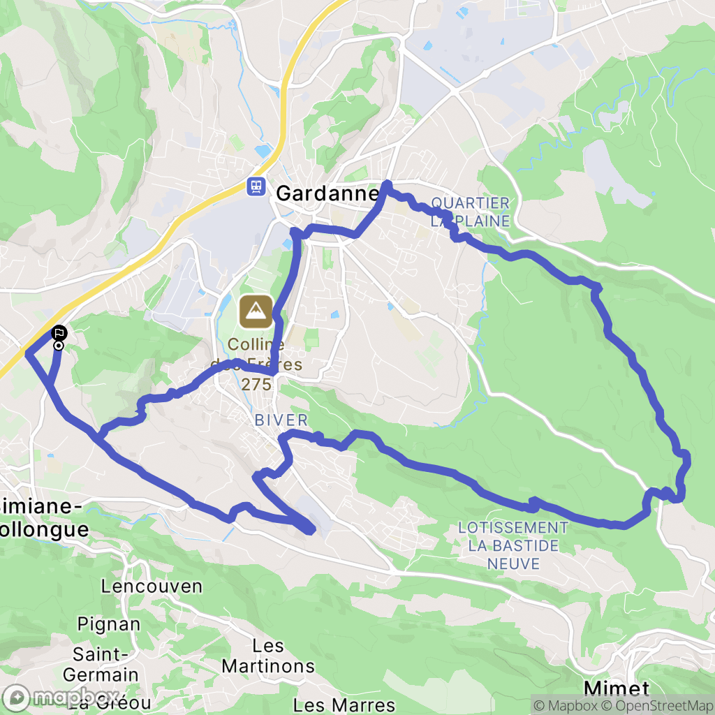 Simiane-Collongue : carte du parcours de randonnée - France