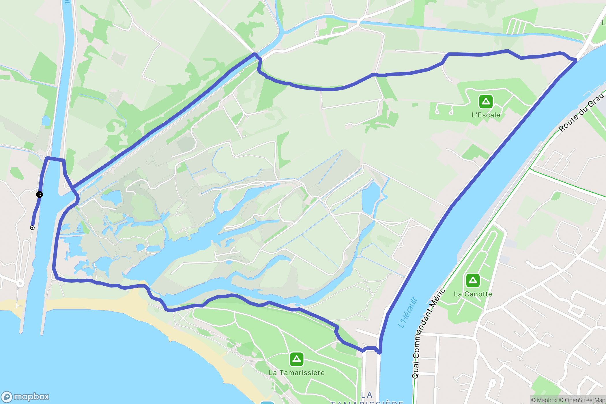Vias : carte du parcours de randonnée - France
