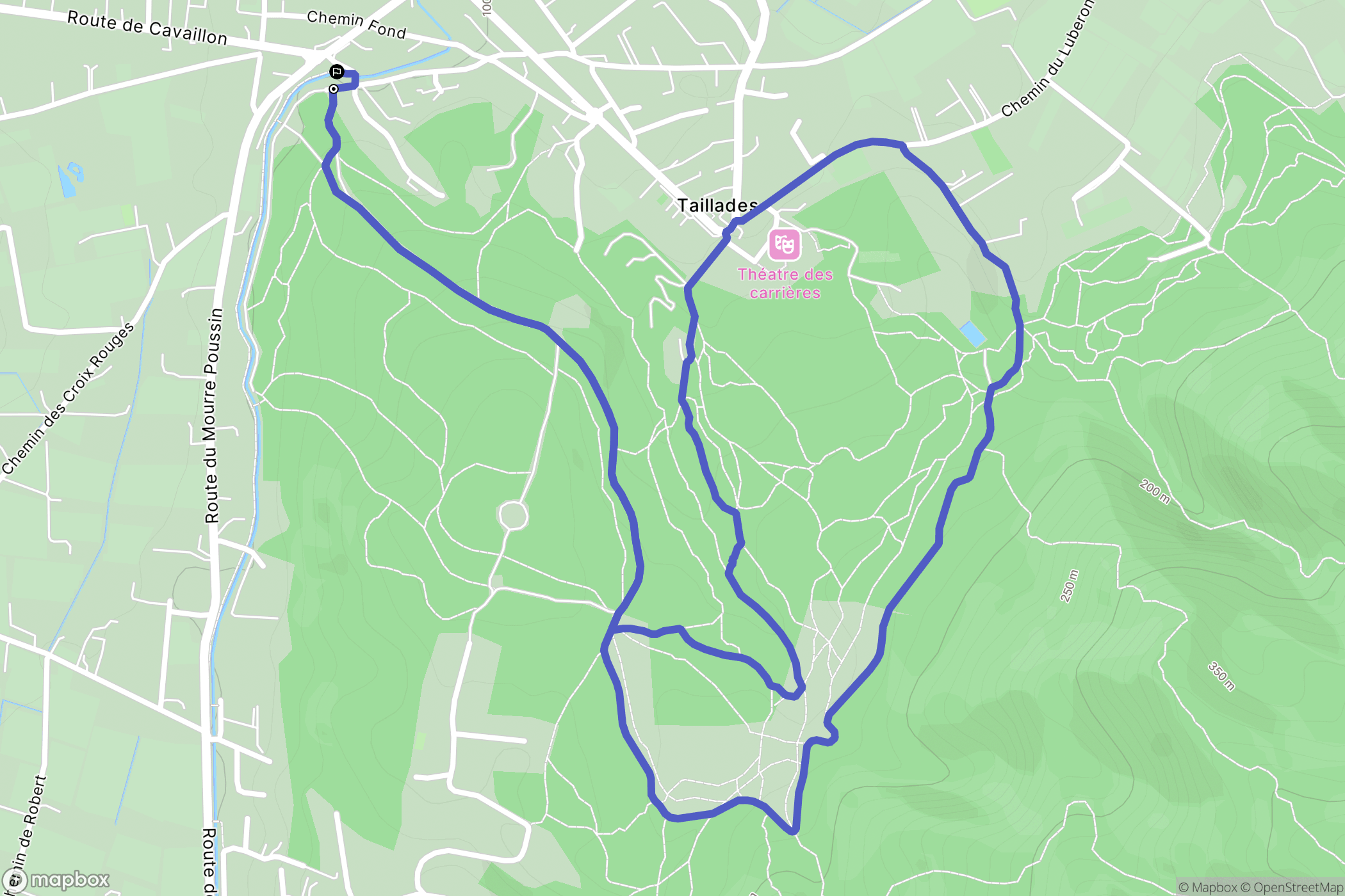 Taillades : carte du parcours de randonnée - France