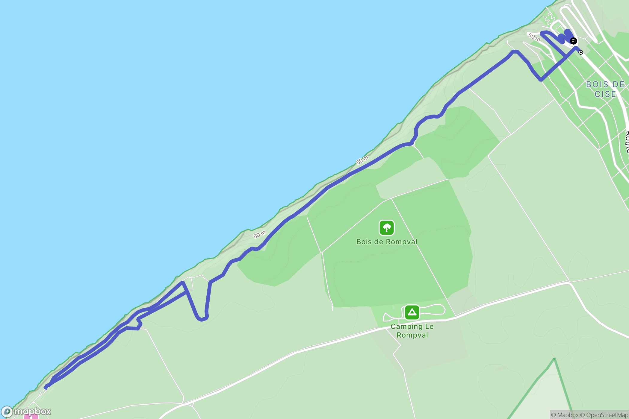 Ault : carte du parcours de randonnée - France