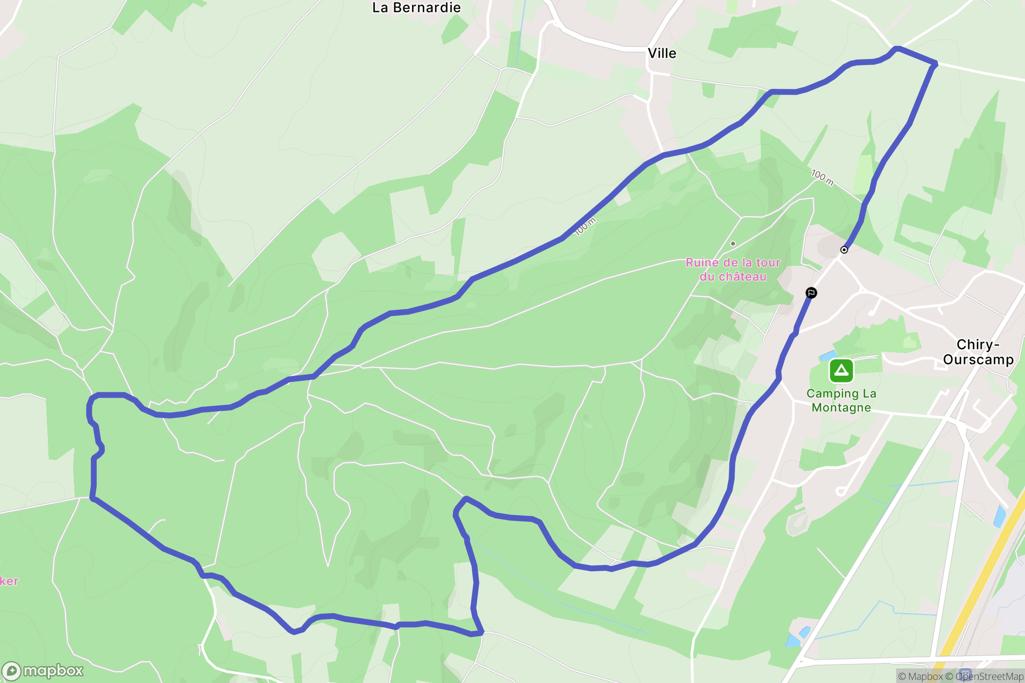 Chiry-Ourscamp : carte du parcours de randonnée - France