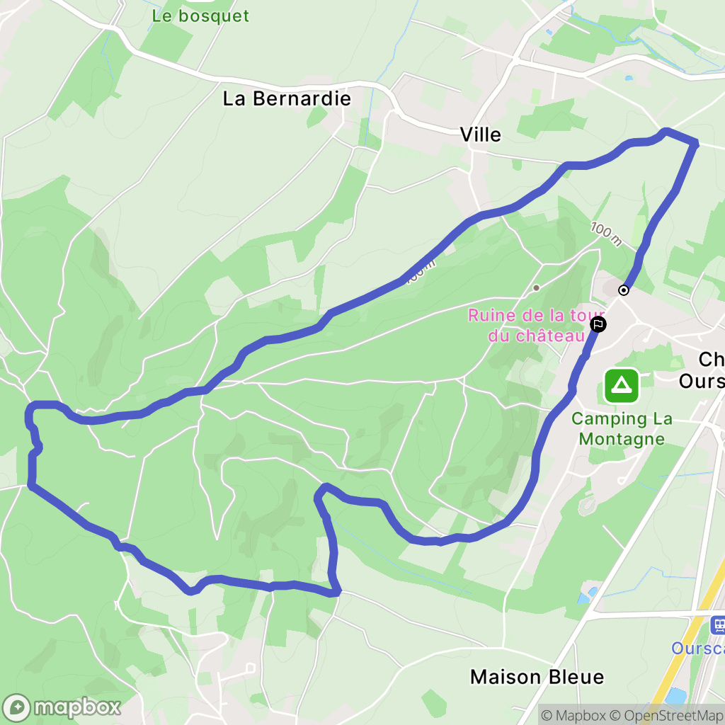 Chiry-Ourscamp : carte du parcours de randonnée - France