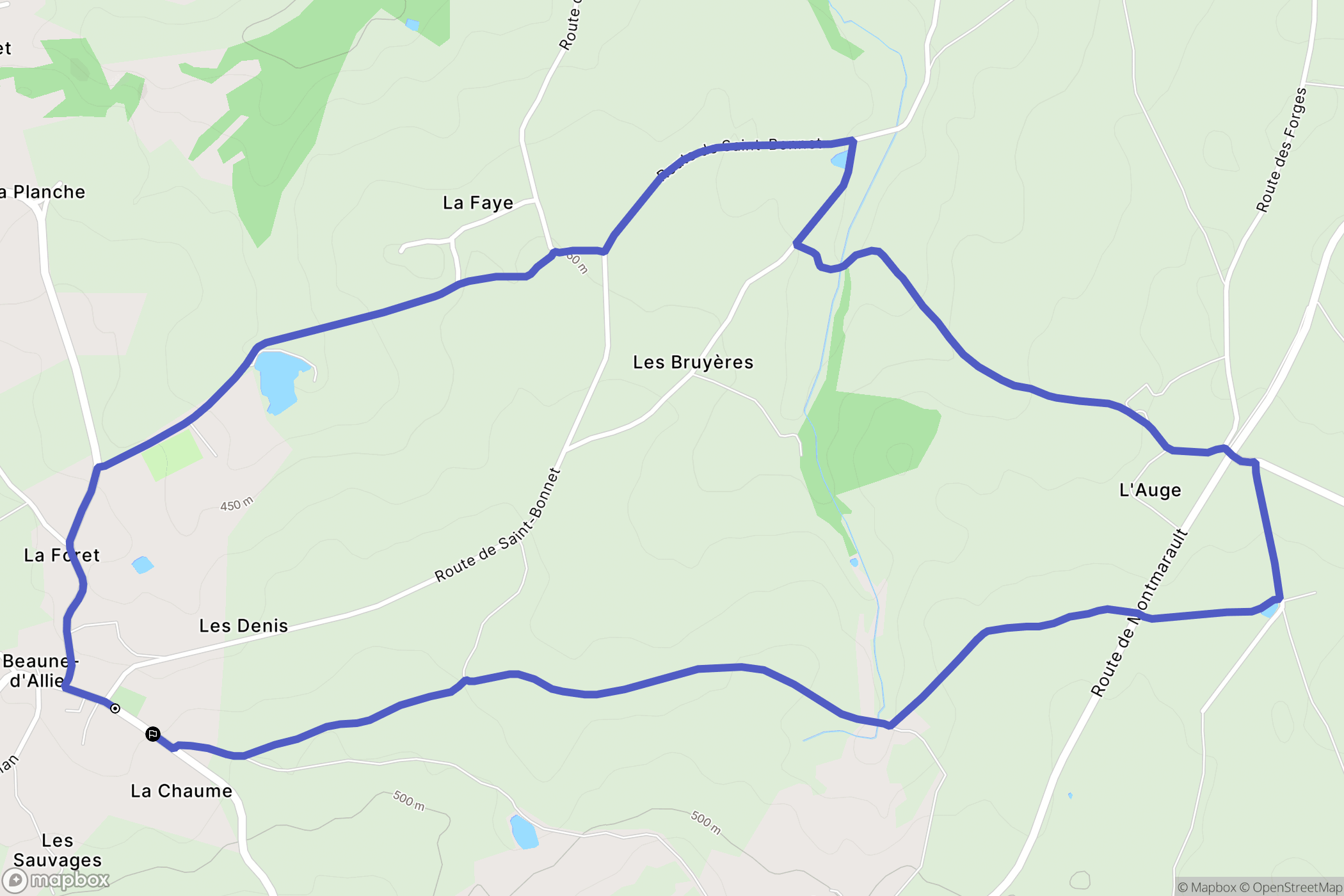 Beaune-d'Allier : carte du parcours de randonnée - France