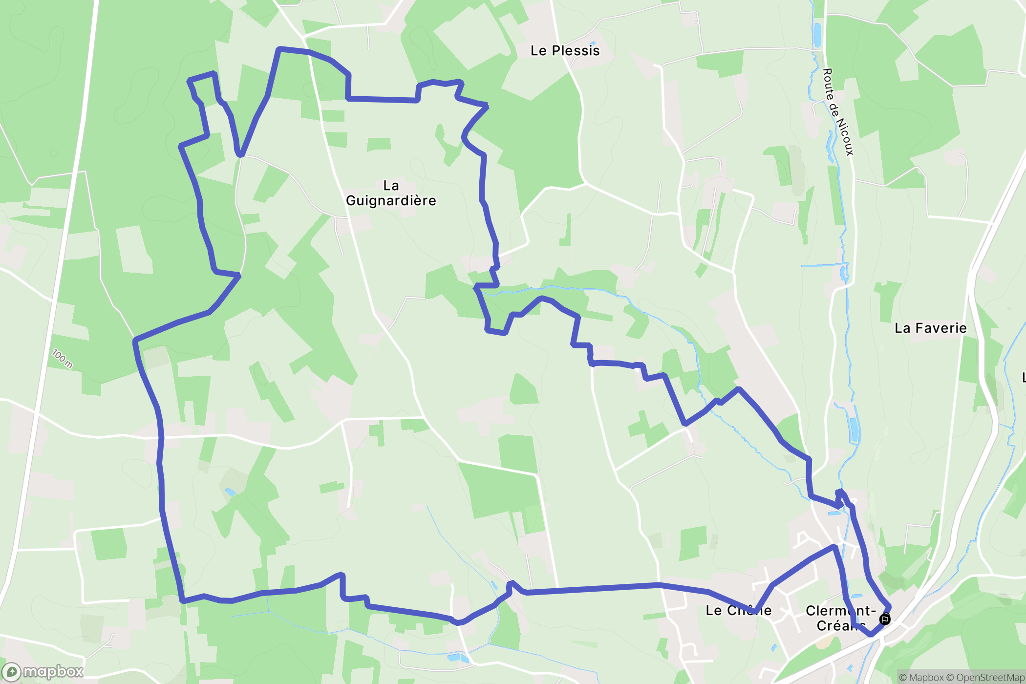 Clermont-Créans : carte du parcours de randonnée - France