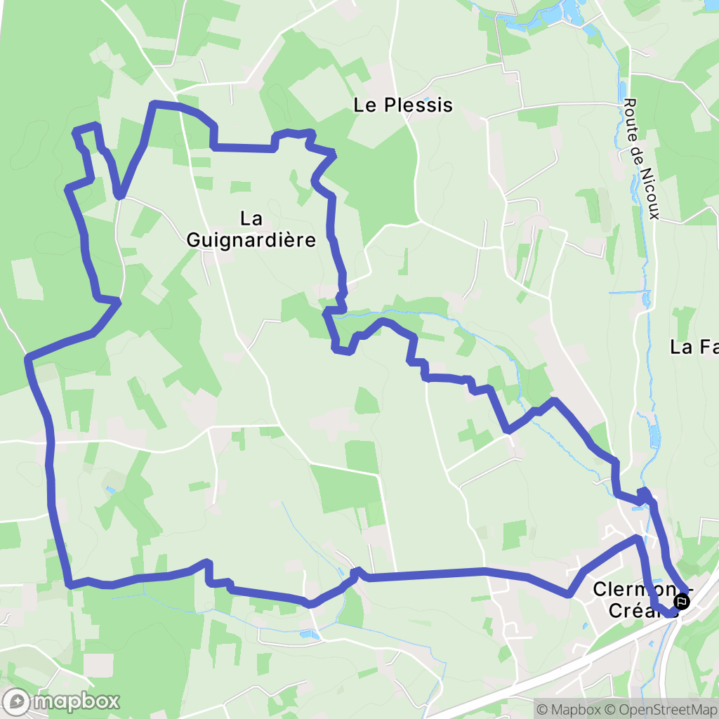 Clermont-Créans : carte du parcours de randonnée - France