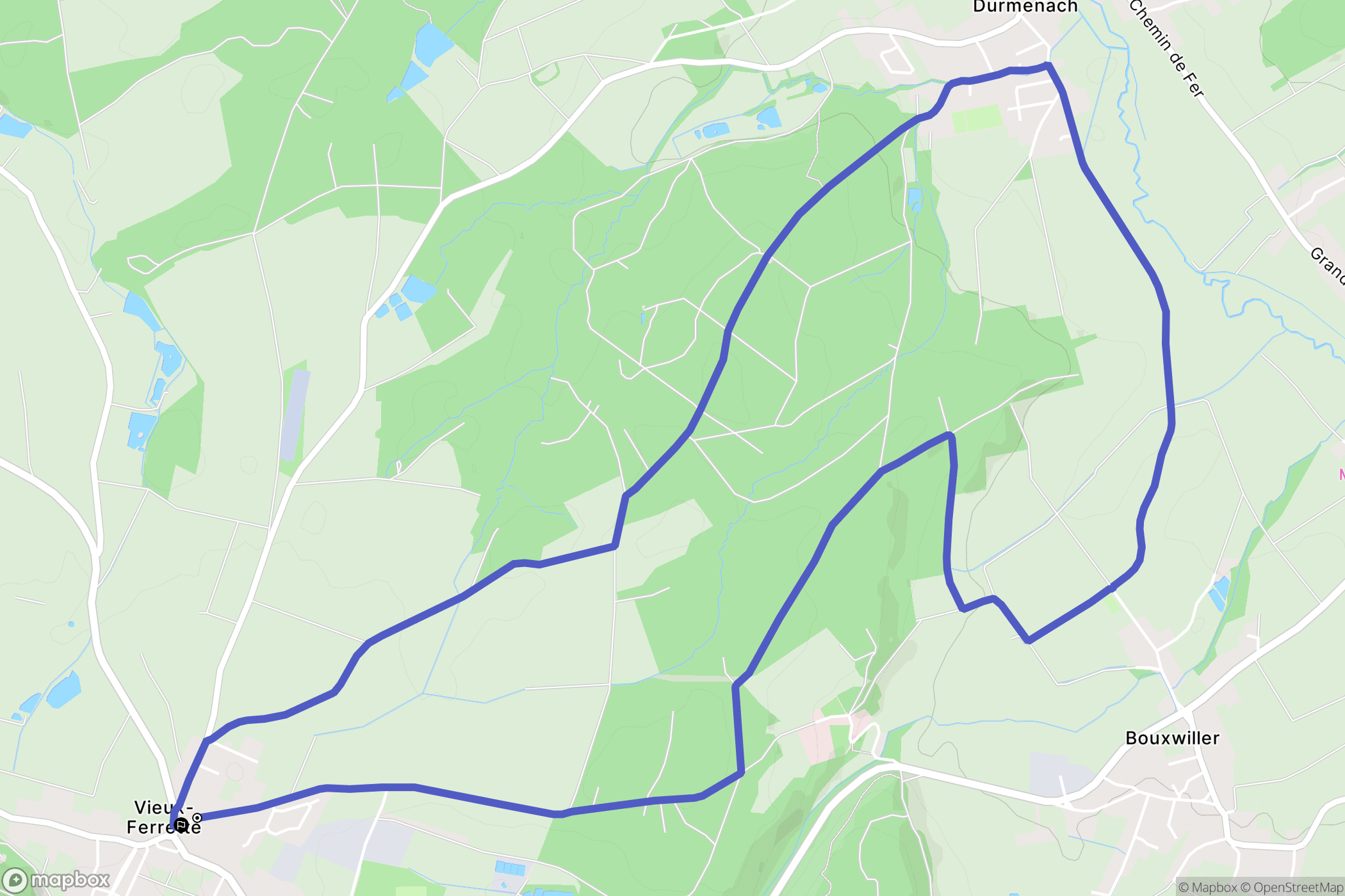 Vieux-Ferrette : carte du parcours de randonnée - France