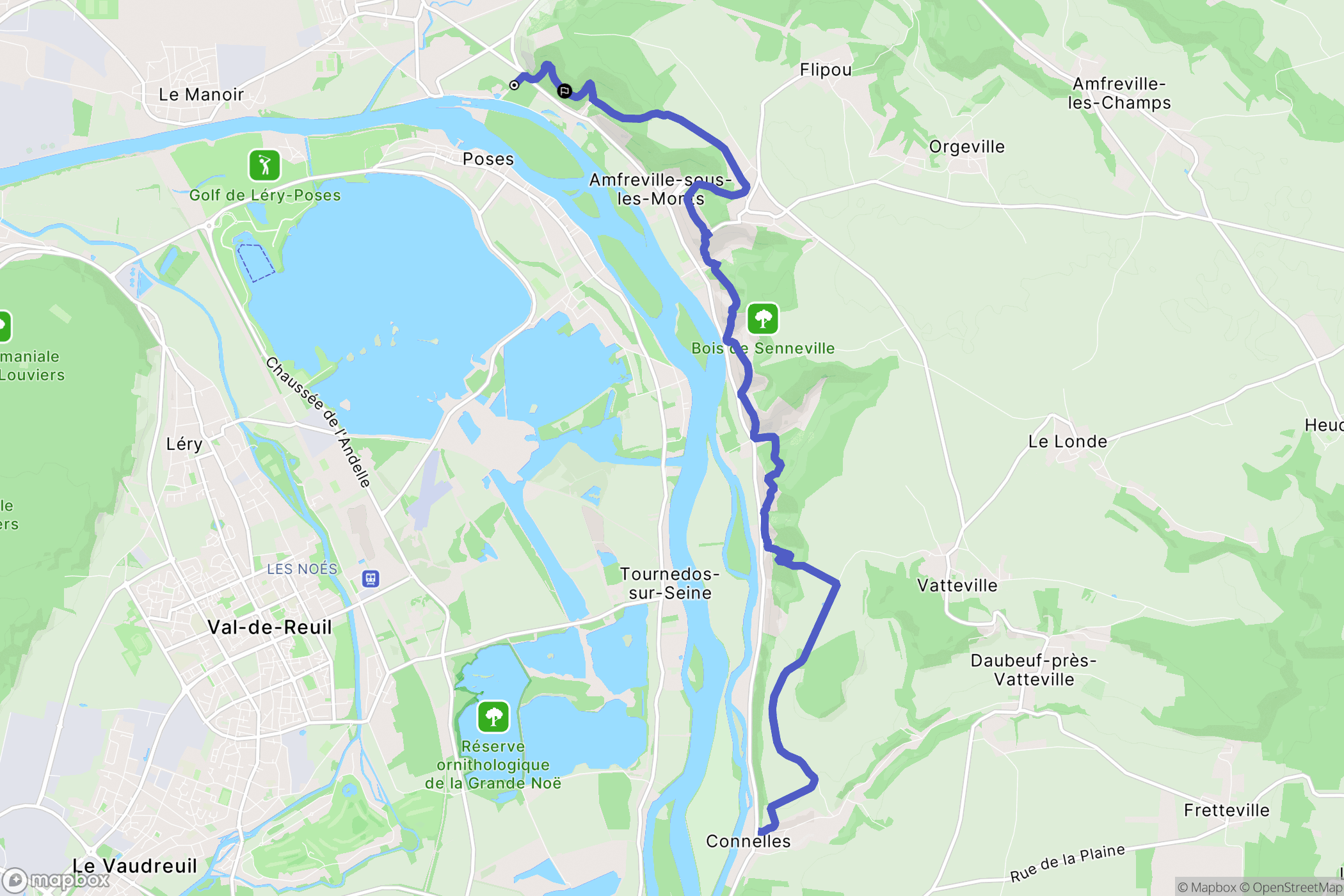 Amfreville-sous-les-Monts : carte du parcours de randonnée - France
