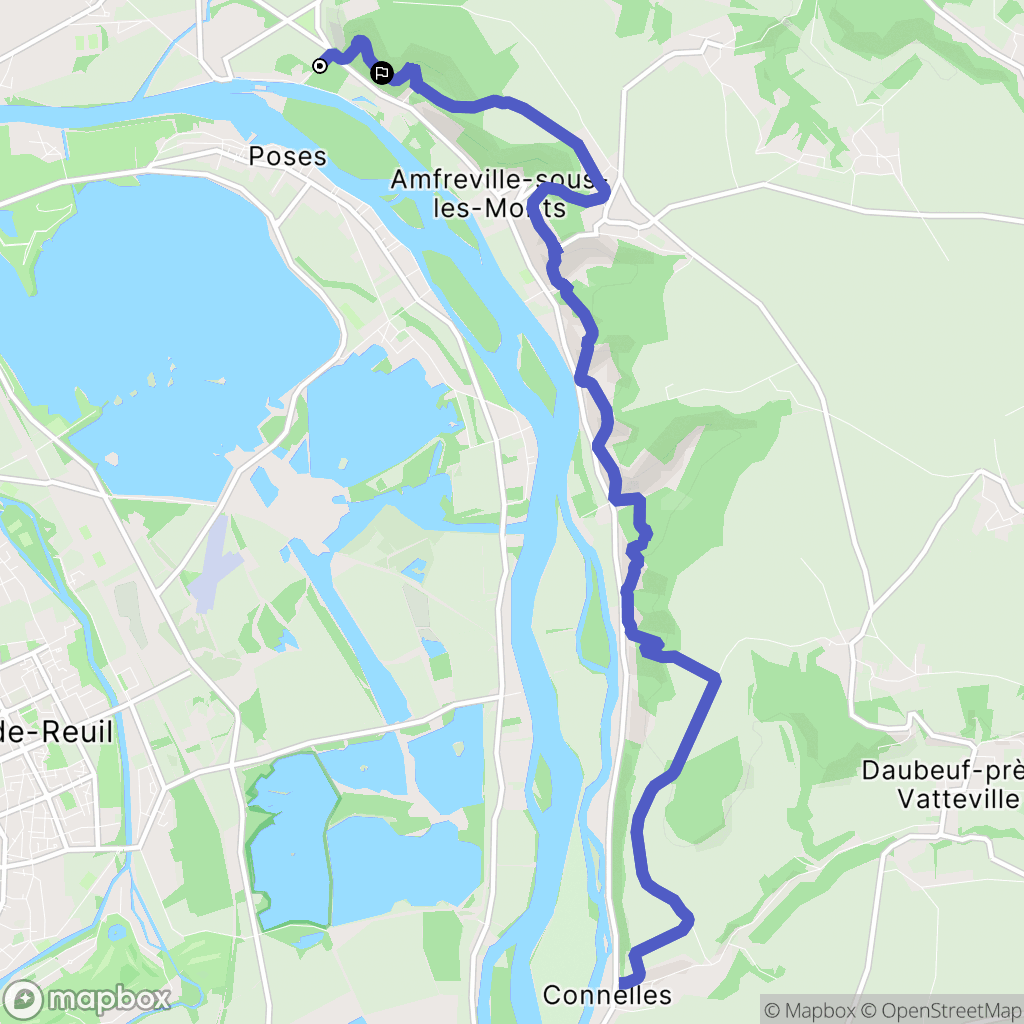 Amfreville-sous-les-Monts : carte du parcours de randonnée - France