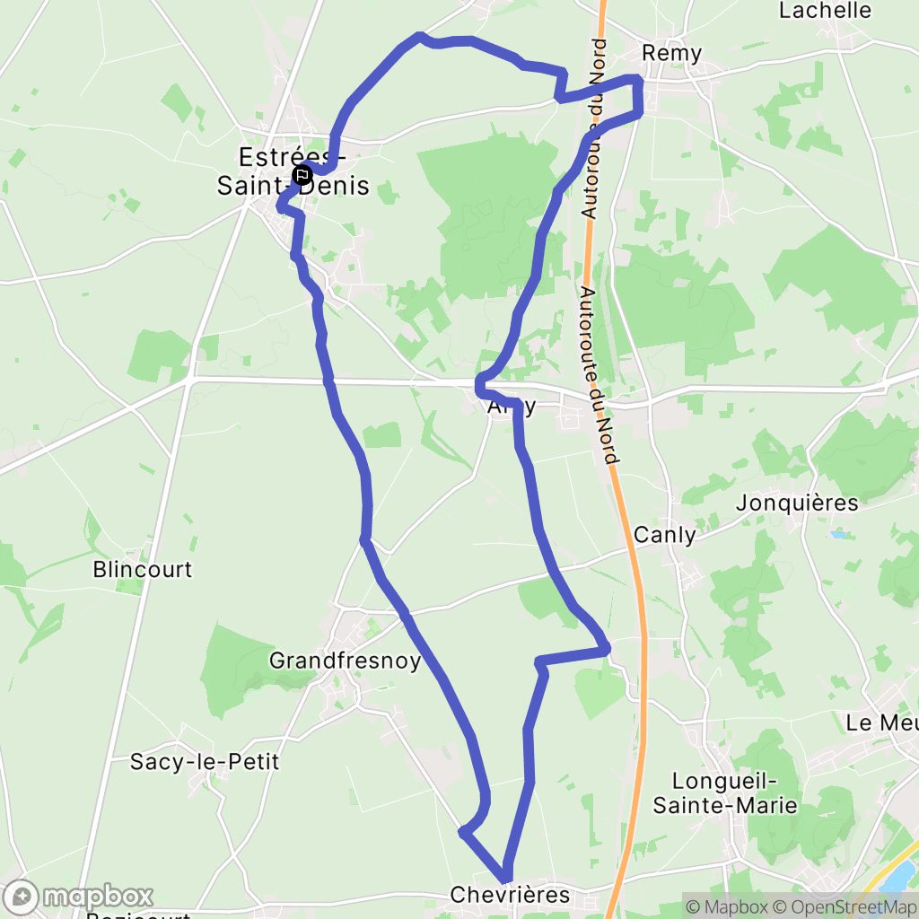 Estrées-Saint-Denis : carte du parcours de randonnée - France