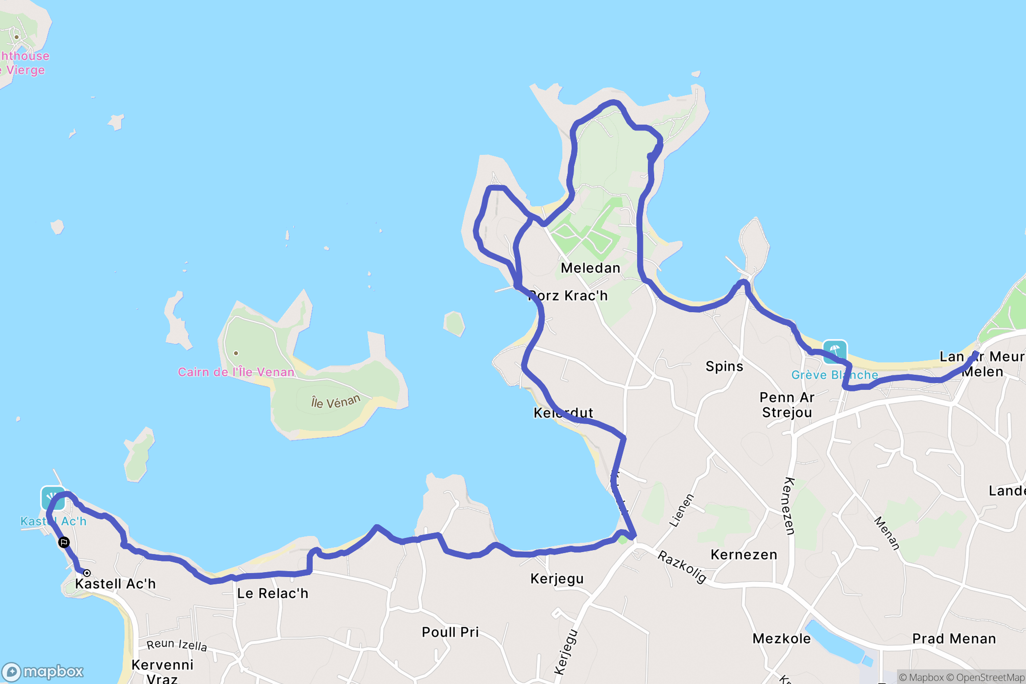 Plouguerneau : carte du parcours de randonnée - France