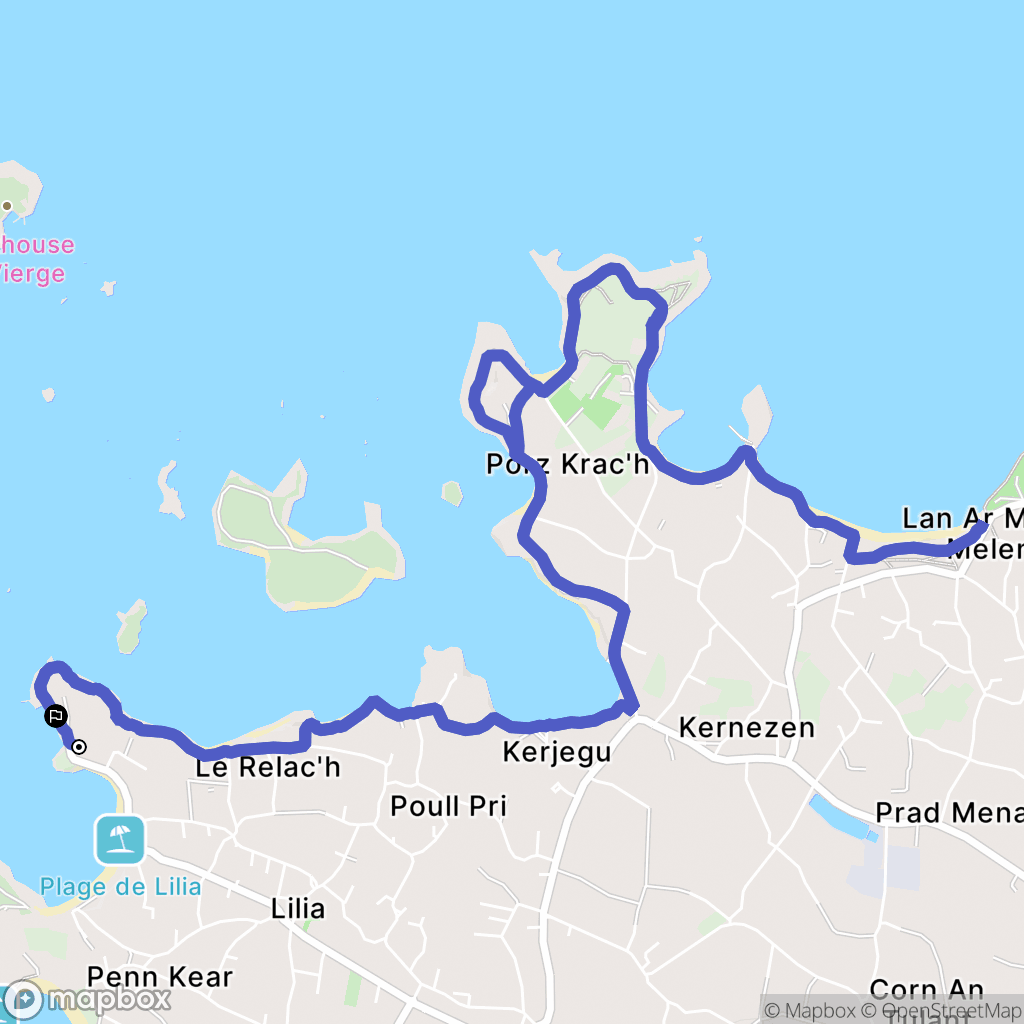 Plouguerneau : carte du parcours de randonnée - France