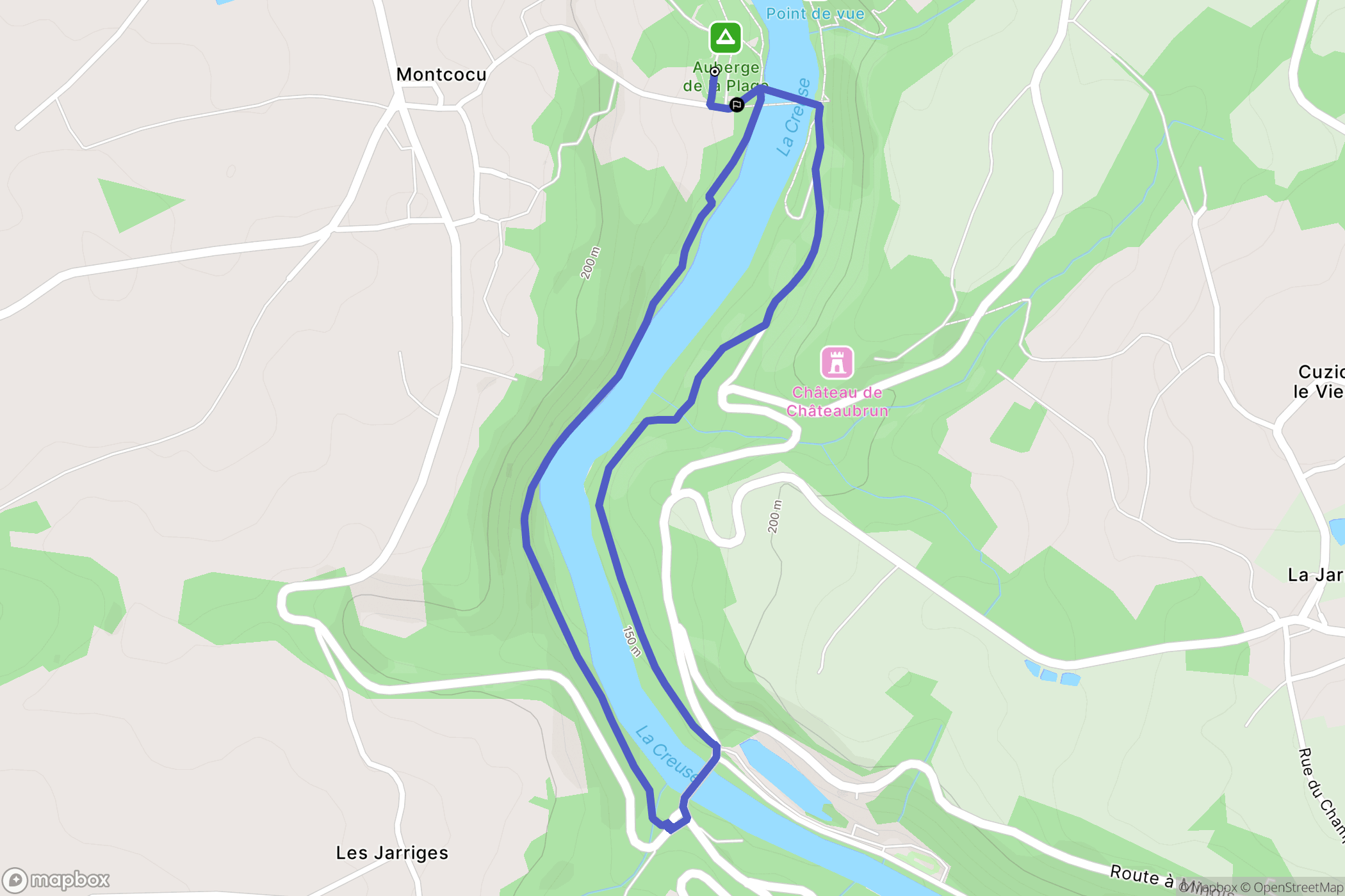 Baraize : carte du parcours de randonnée - France