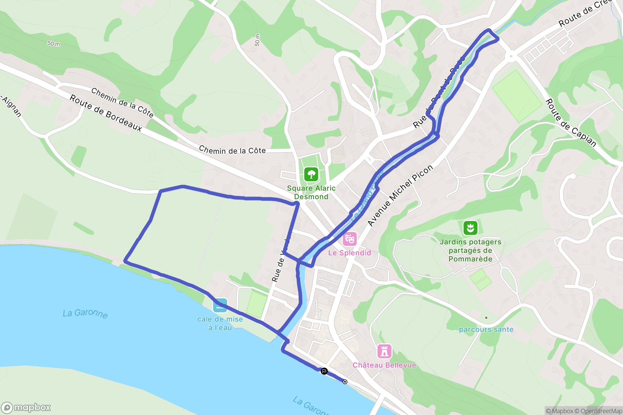 Langoiran : carte du parcours de randonnée - France