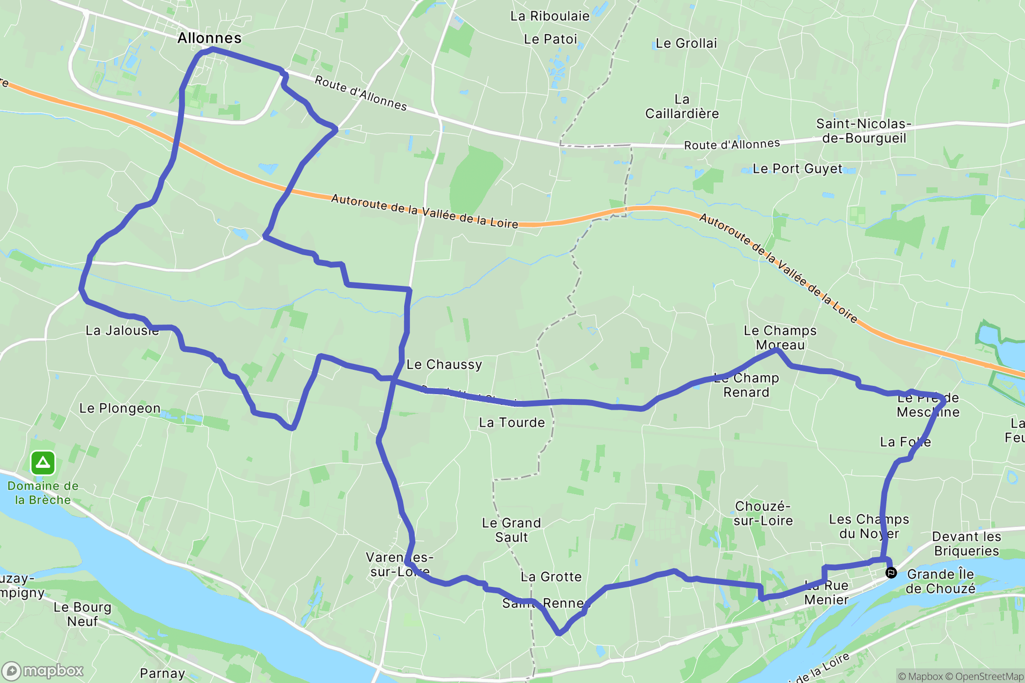 Chouzé-sur-Loire : carte du parcours de randonnée - France