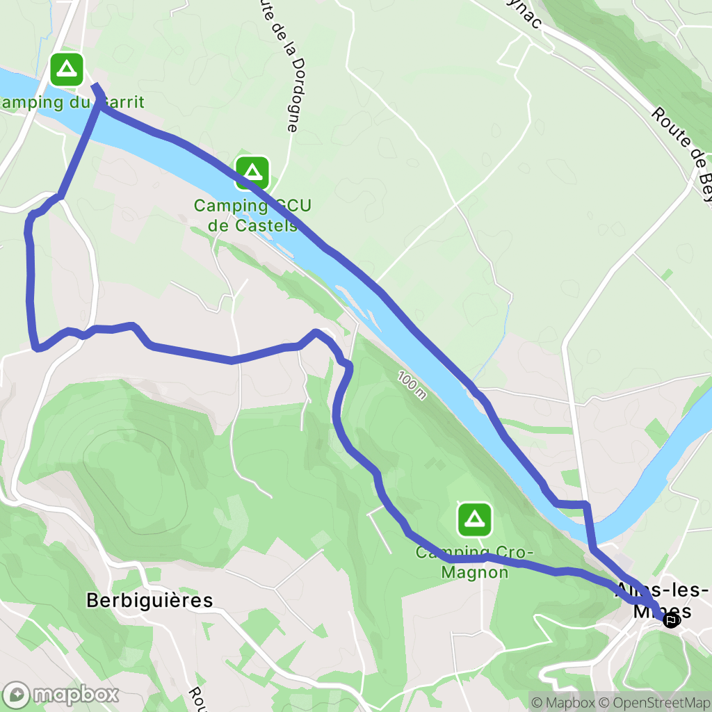 Allas-les-Mines : carte du parcours de randonnée - France