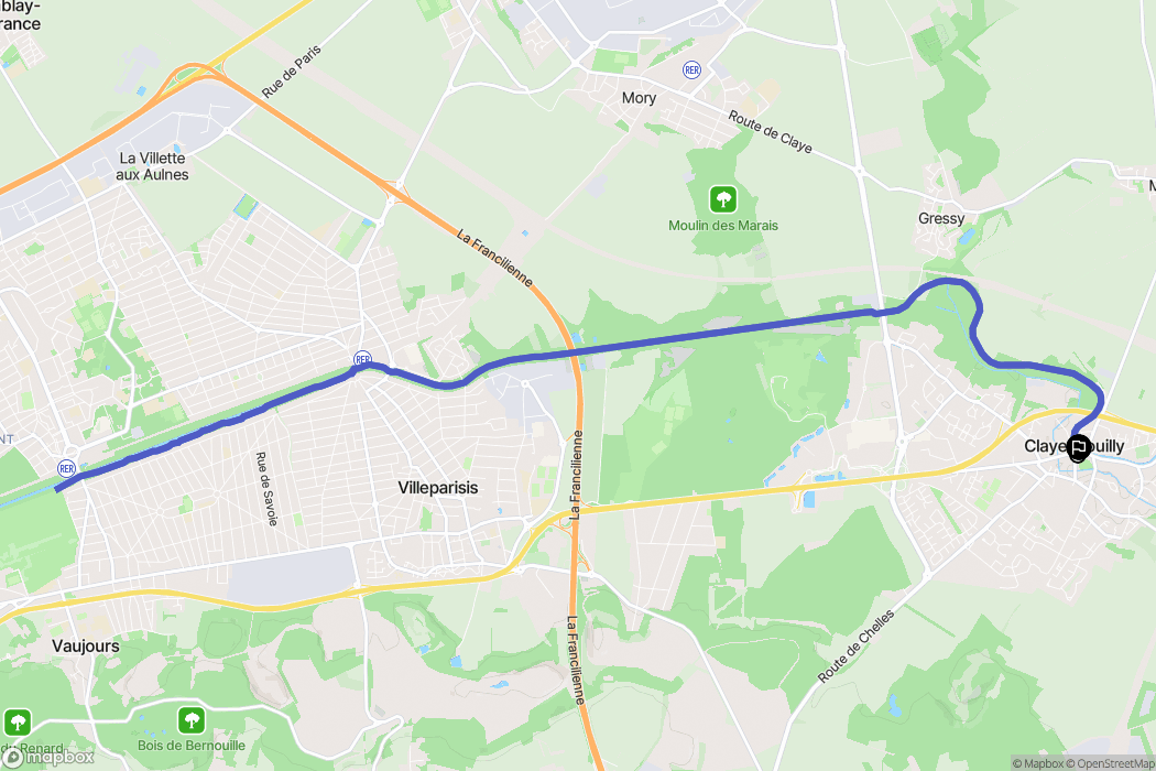 Claye-Souilly : carte du parcours de randonnée - France