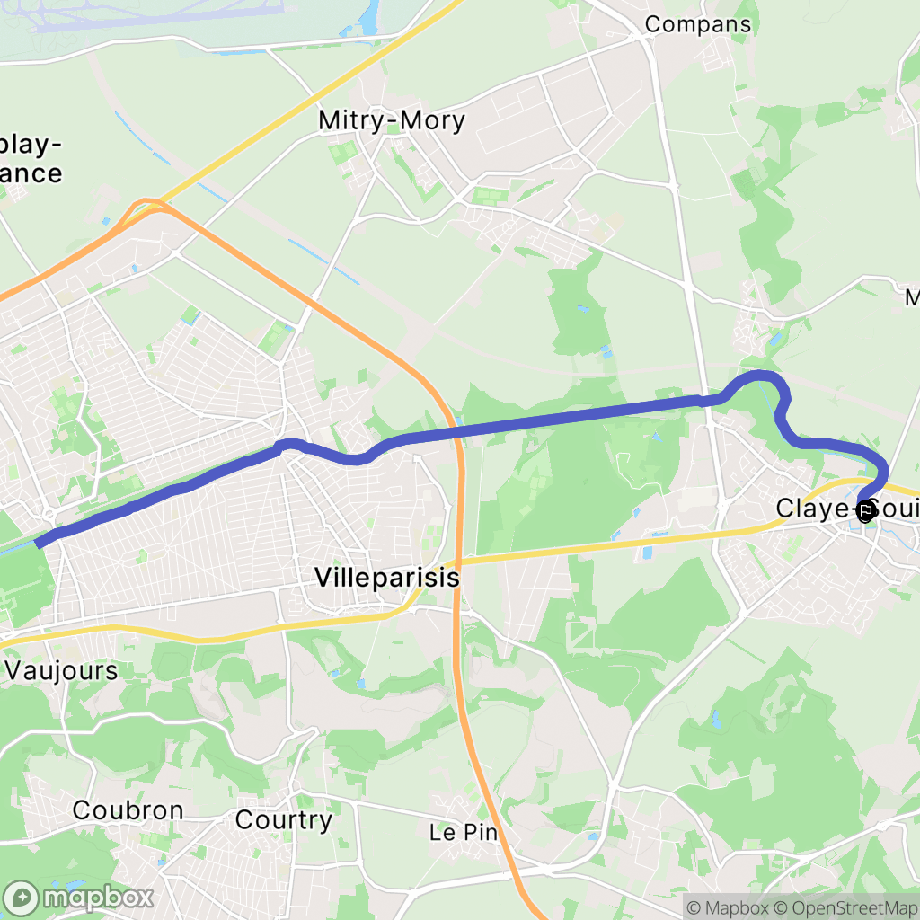 Claye-Souilly : carte du parcours de randonnée - France