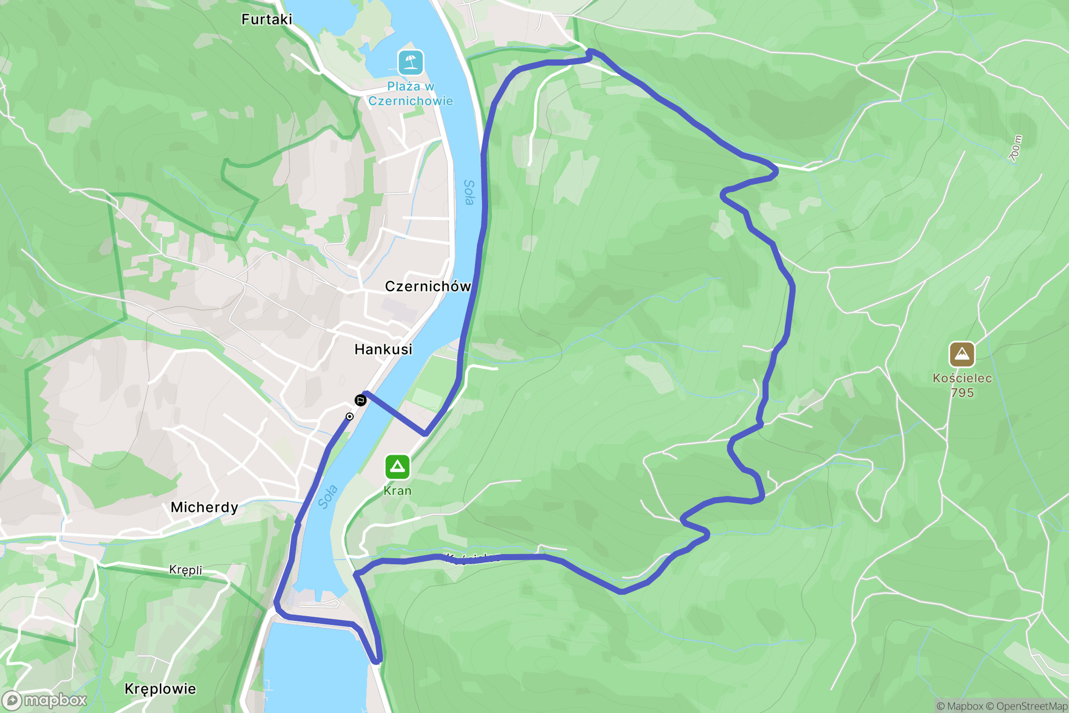 Czernichów: mapa trasy - Poland