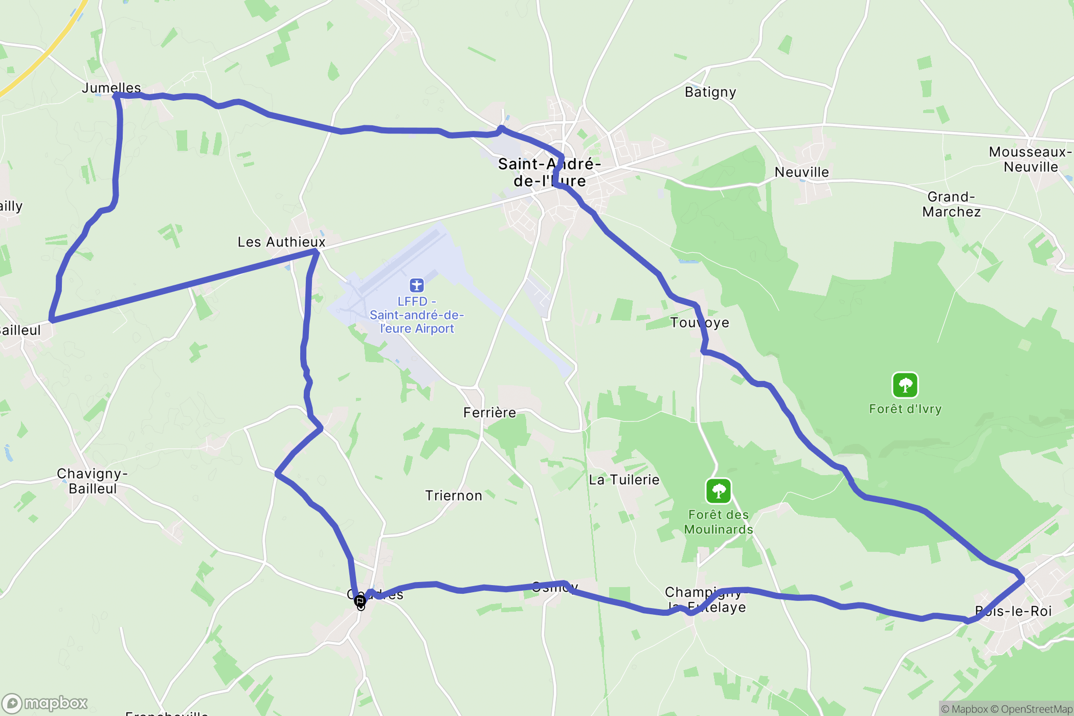 Coudres : carte du parcours de randonnée - France