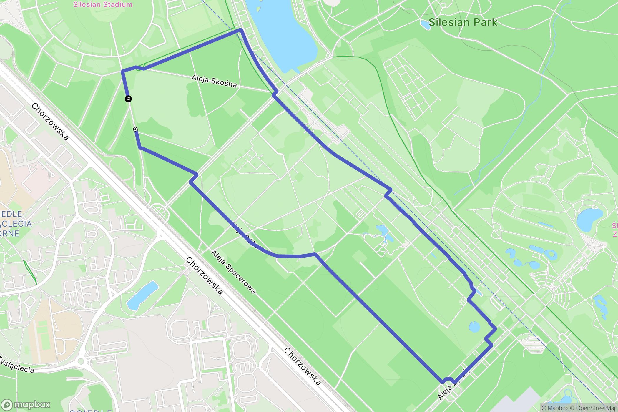 Chorzów: mapa trasy - Poland