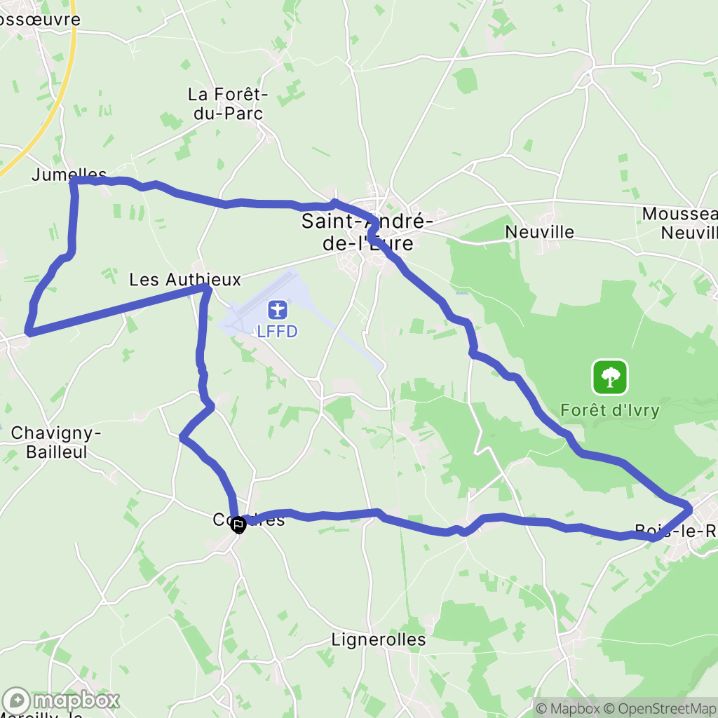 Coudres : carte du parcours de randonnée - France