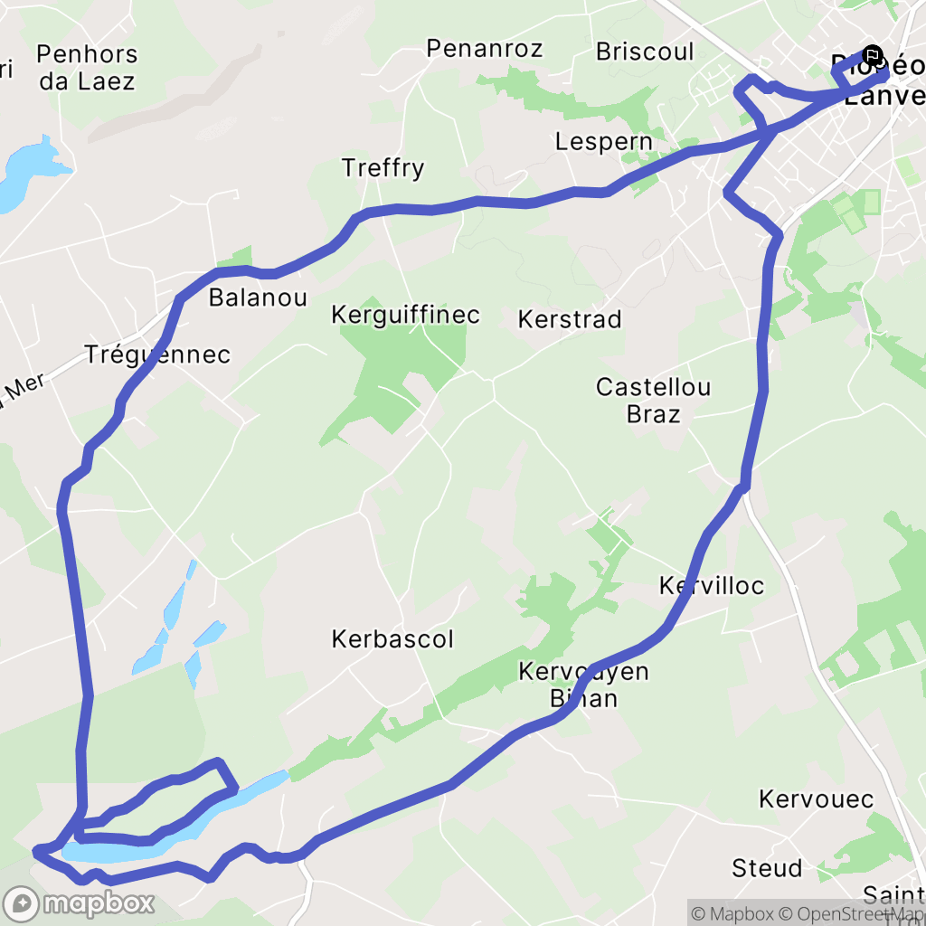 Plonéour-Lanvern : carte du parcours de randonnée - France