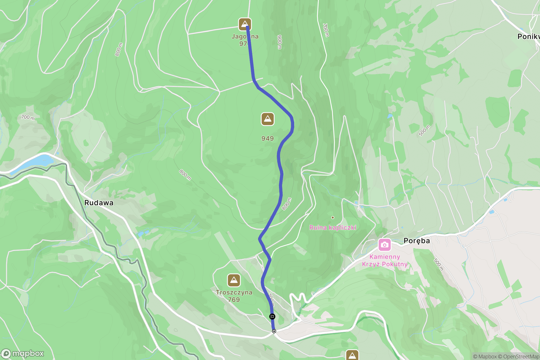Poniatów: mapa trasy - Poland