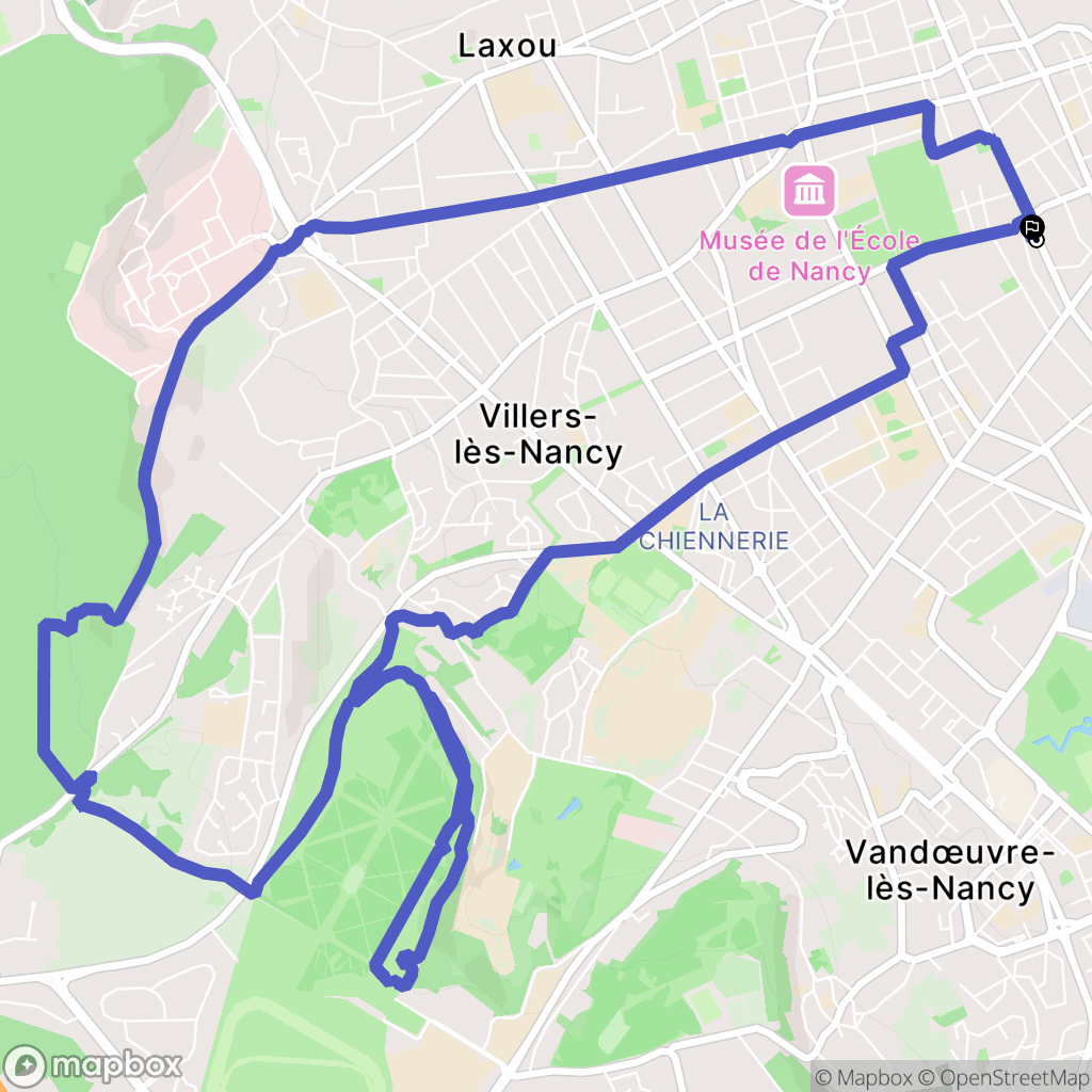 Nancy : carte du parcours de randonnée - France