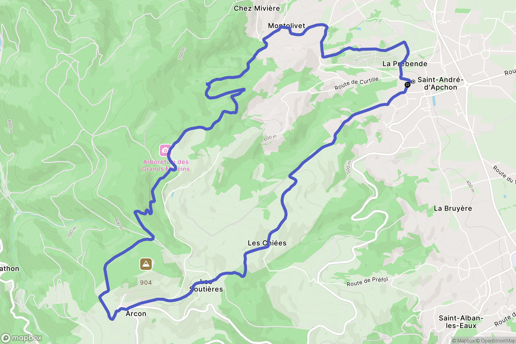Saint-André-d'Apchon : carte du parcours de randonnée - France