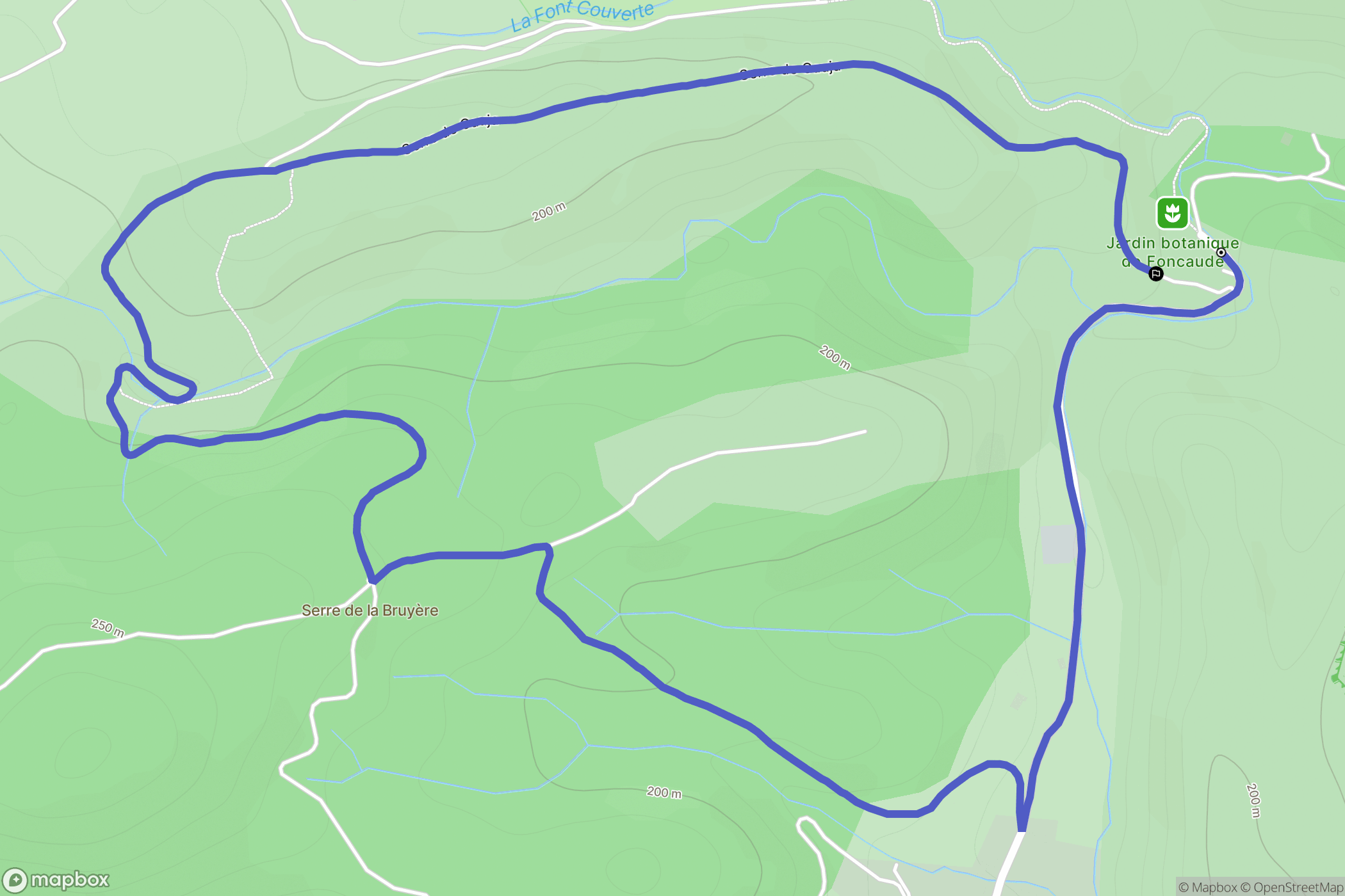 Feuilla : carte du parcours de randonnée - France