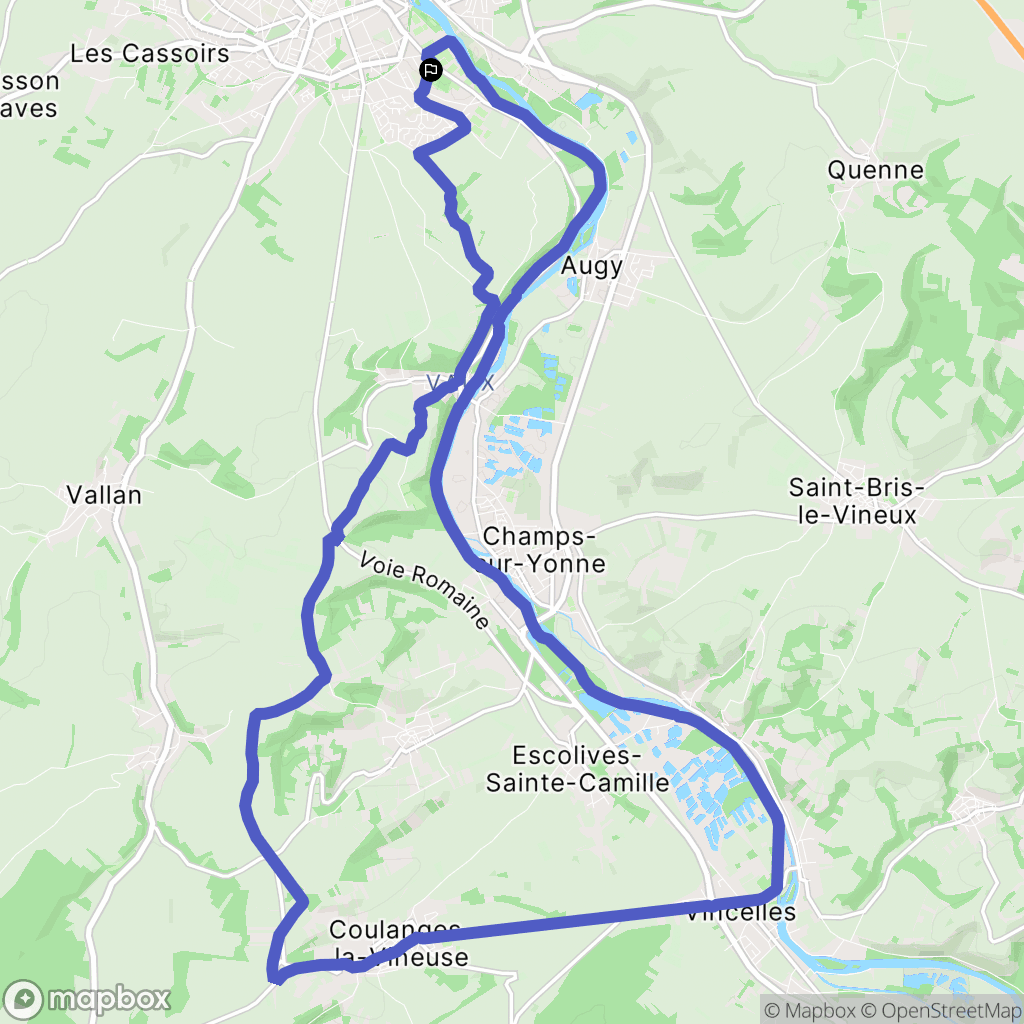 Auxerre : carte du parcours de randonnée - France