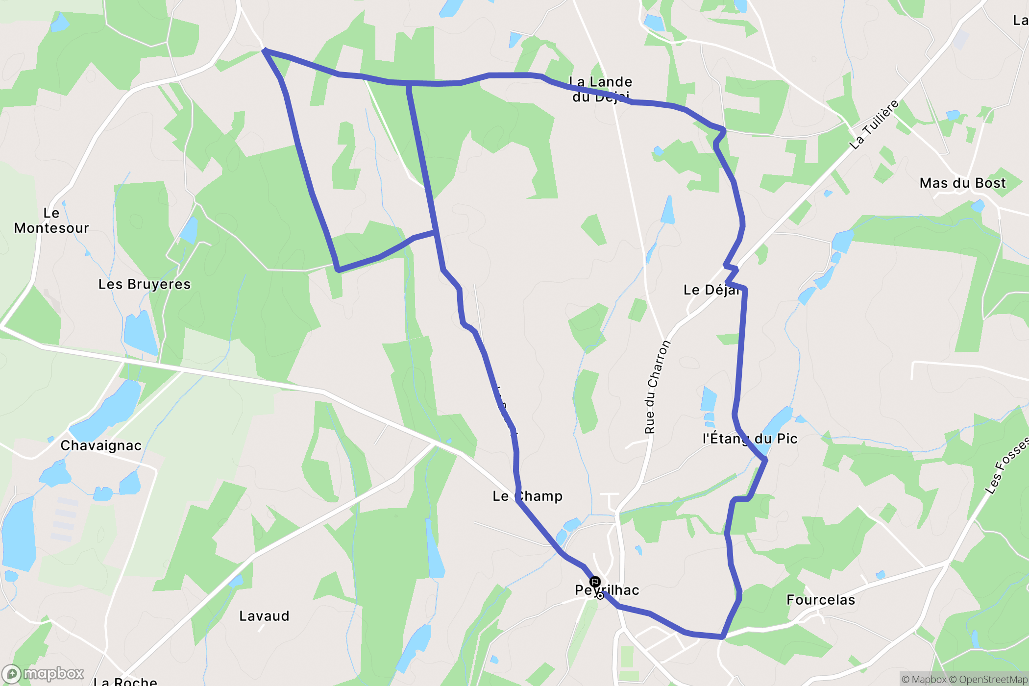 Peyrilhac : carte du parcours de randonnée - France