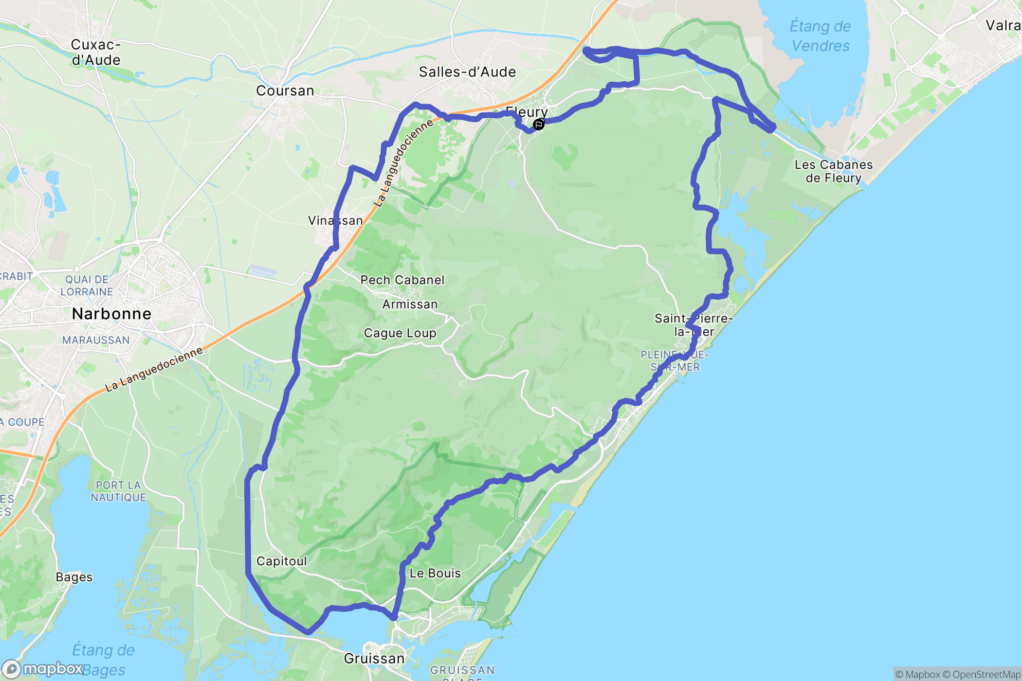 Fleury : carte du parcours de randonnée - France