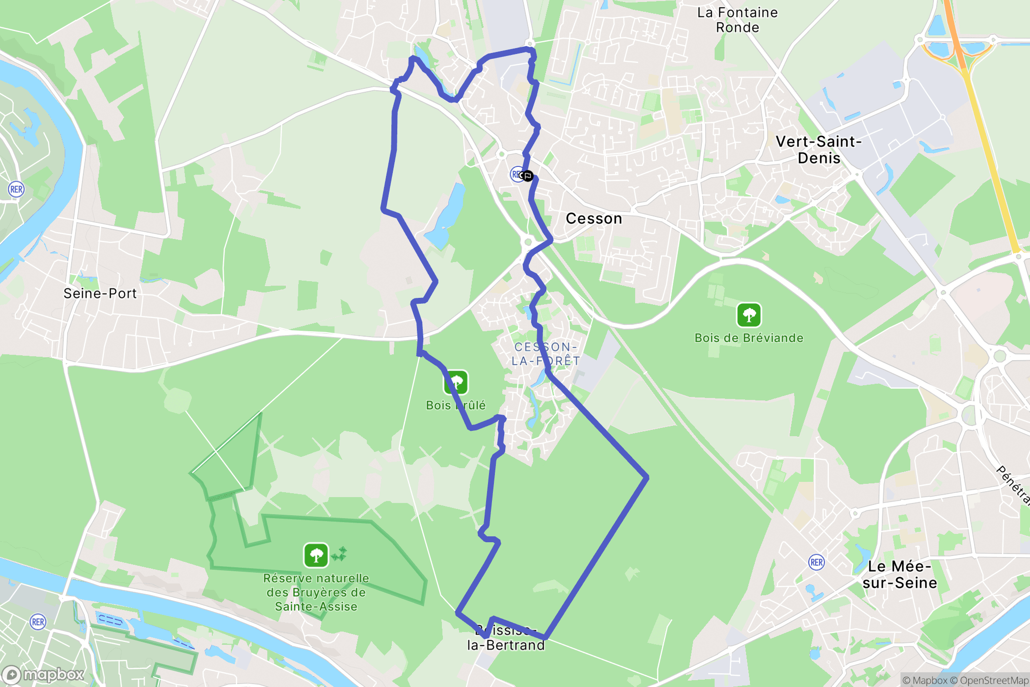Cesson : carte du parcours de randonnée - France
