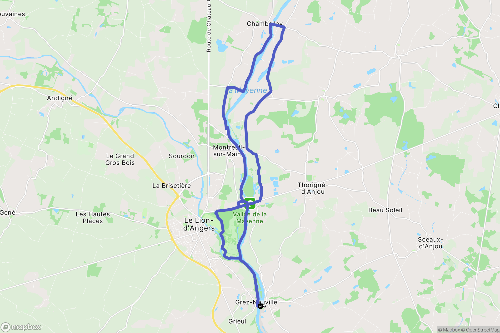 Grez-Neuville : carte du parcours de randonnée - France