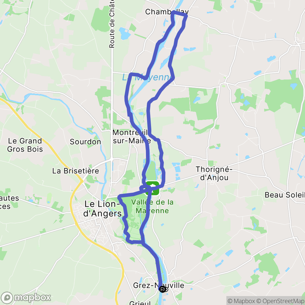 Grez-Neuville : carte du parcours de randonnée - France