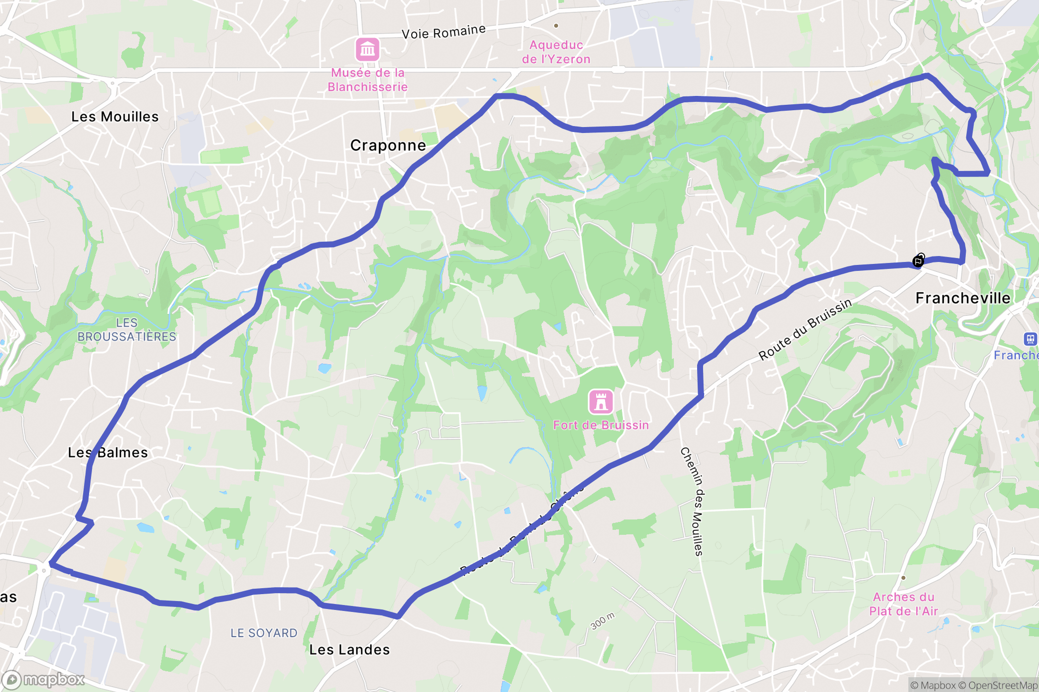 Francheville : carte du parcours de randonnée - France