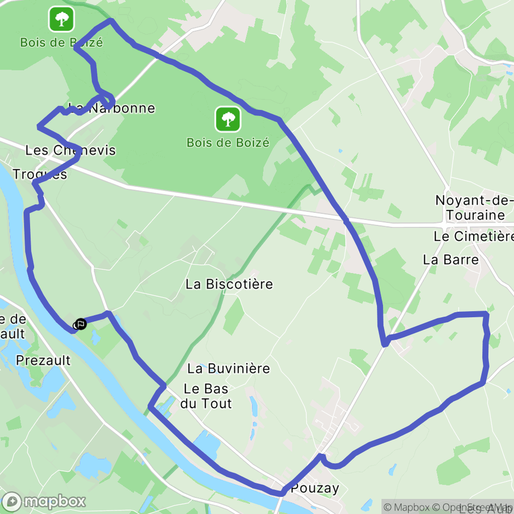 Trogues : carte du parcours de randonnée - France