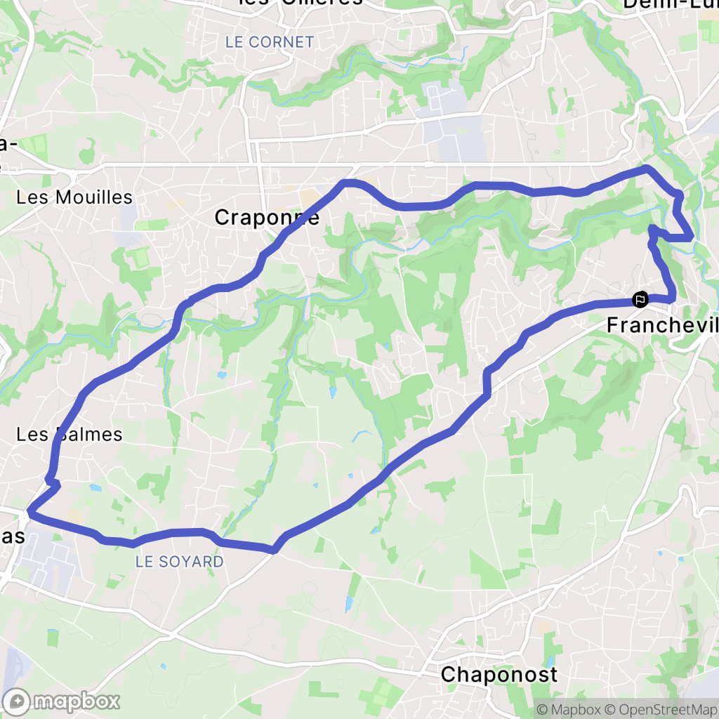 Francheville : carte du parcours de randonnée - France
