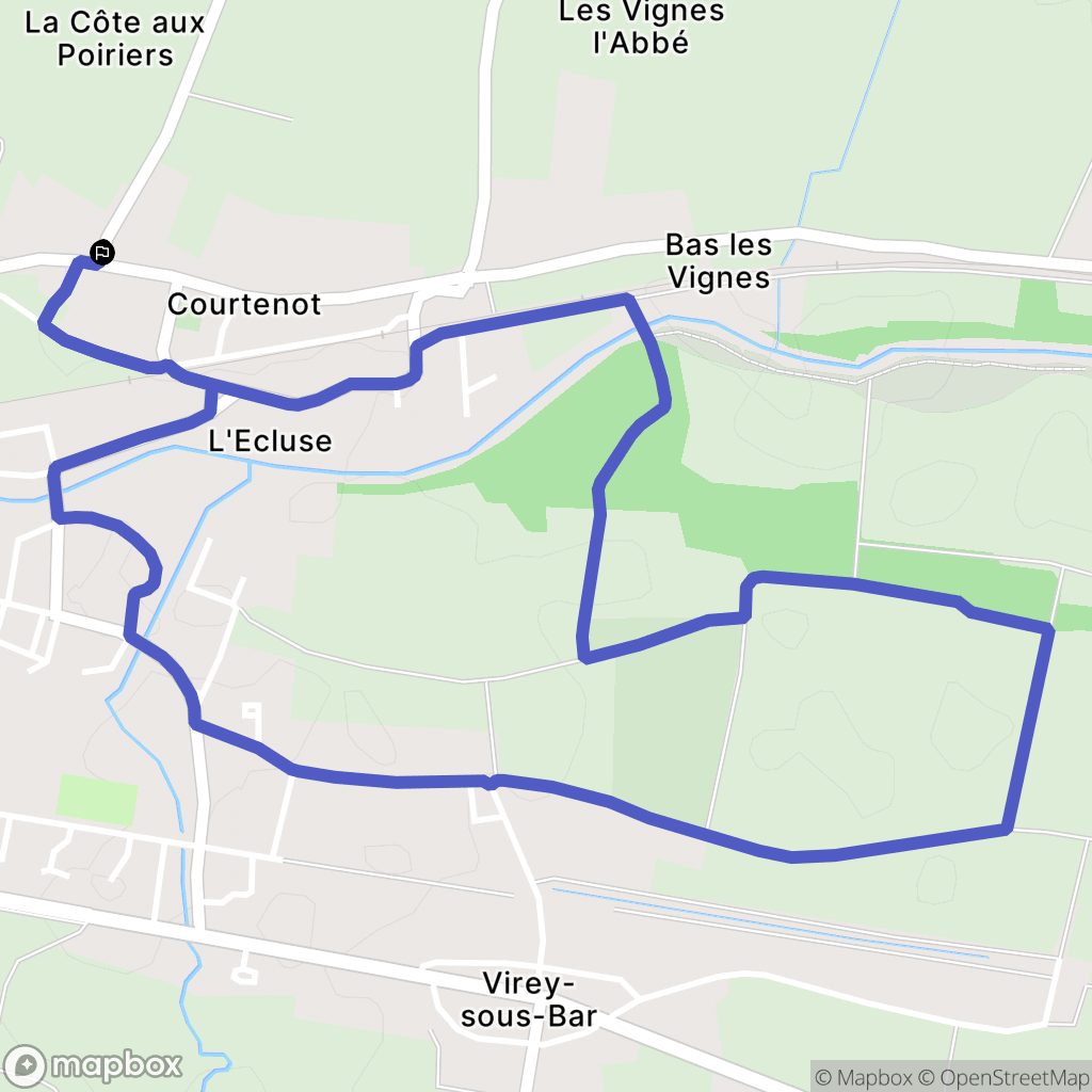 Courtenot : carte du parcours de randonnée - France