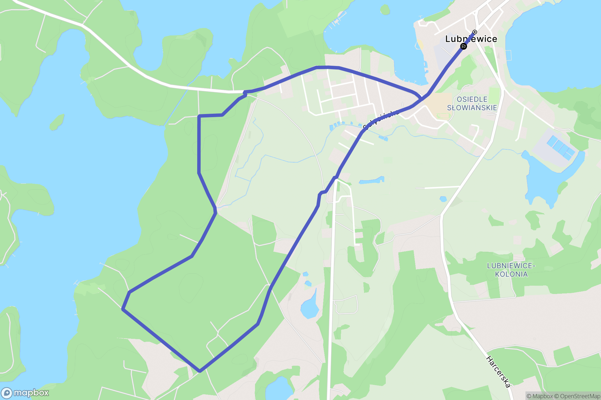 Lubniewice: mapa trasy - Poland